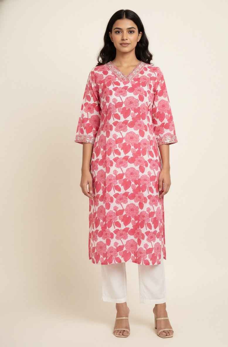 Straight Fit Only Kurta In Pure Cotton