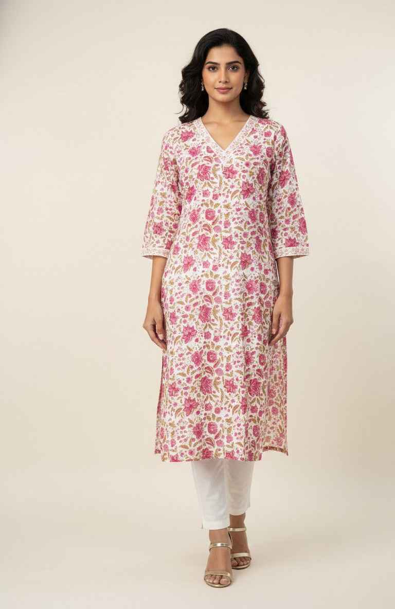 Straight Fit Only Kurta In Pure Cotton