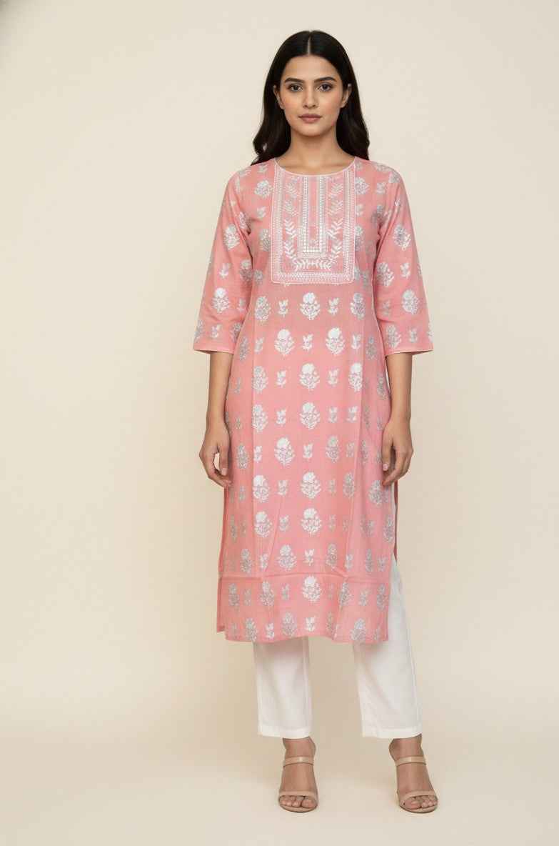 Straight Fit Only Kurta In Pure Cotton