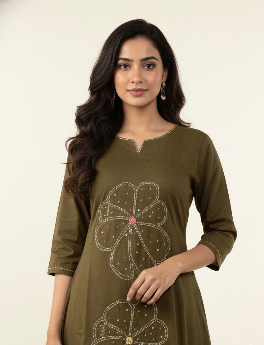 Premium cotton with embroidery dupatta set CS0308