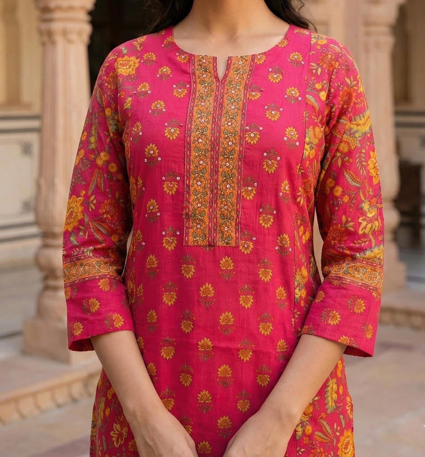 Pure Cotton Three Piece Dupatta Set With Palazzo  CS0146