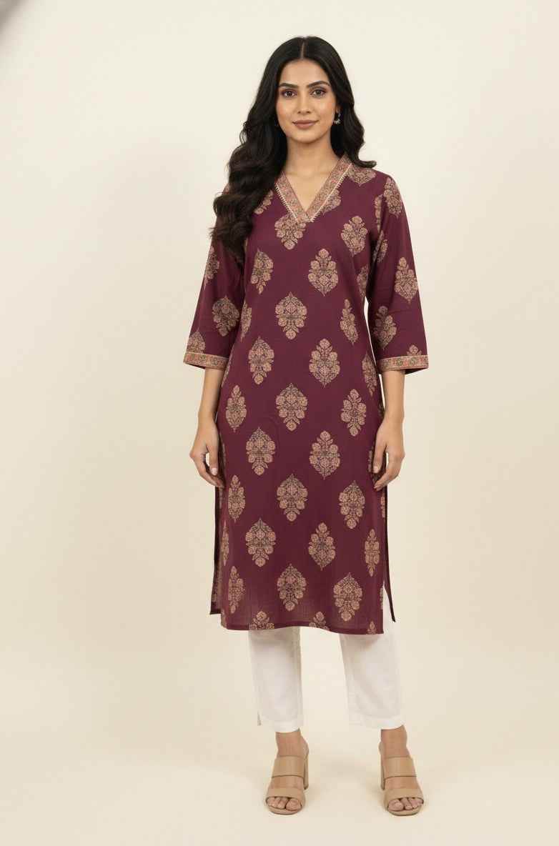 Straight Fit Only Kurta In Pure Cotton