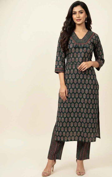 Pure cotton hand block print two piece pant set PS074