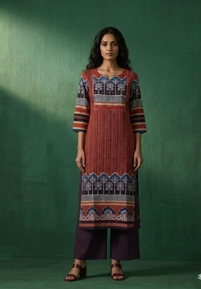 Pure Cotton Three Piece Dupatta Set MSS042