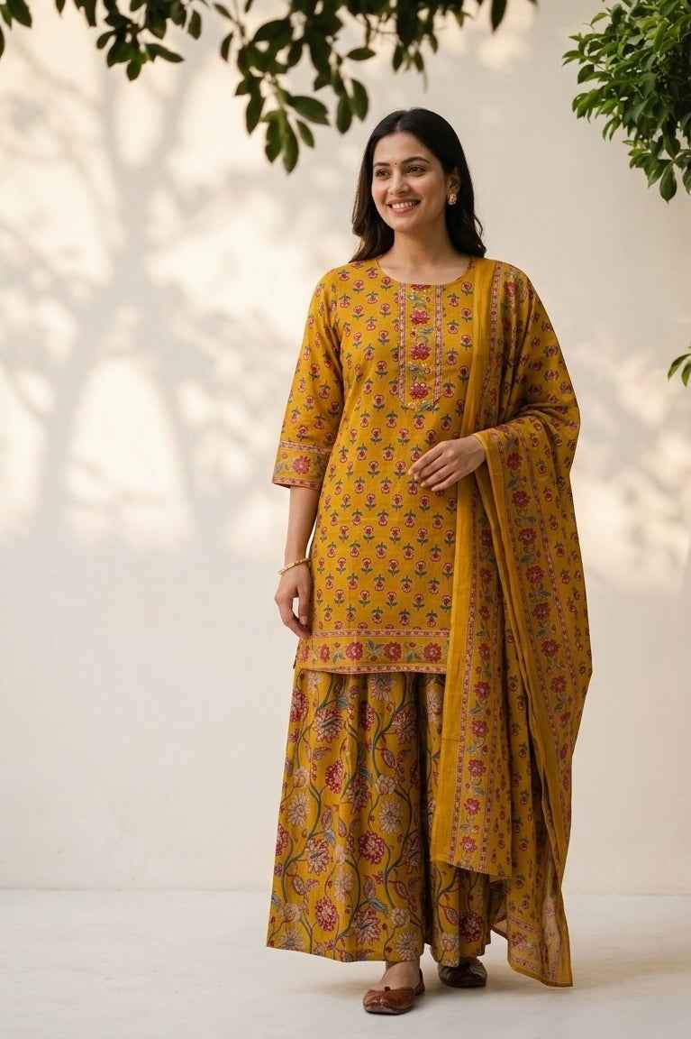 Pure Cotton Dupatta Set With Skirt CS0312