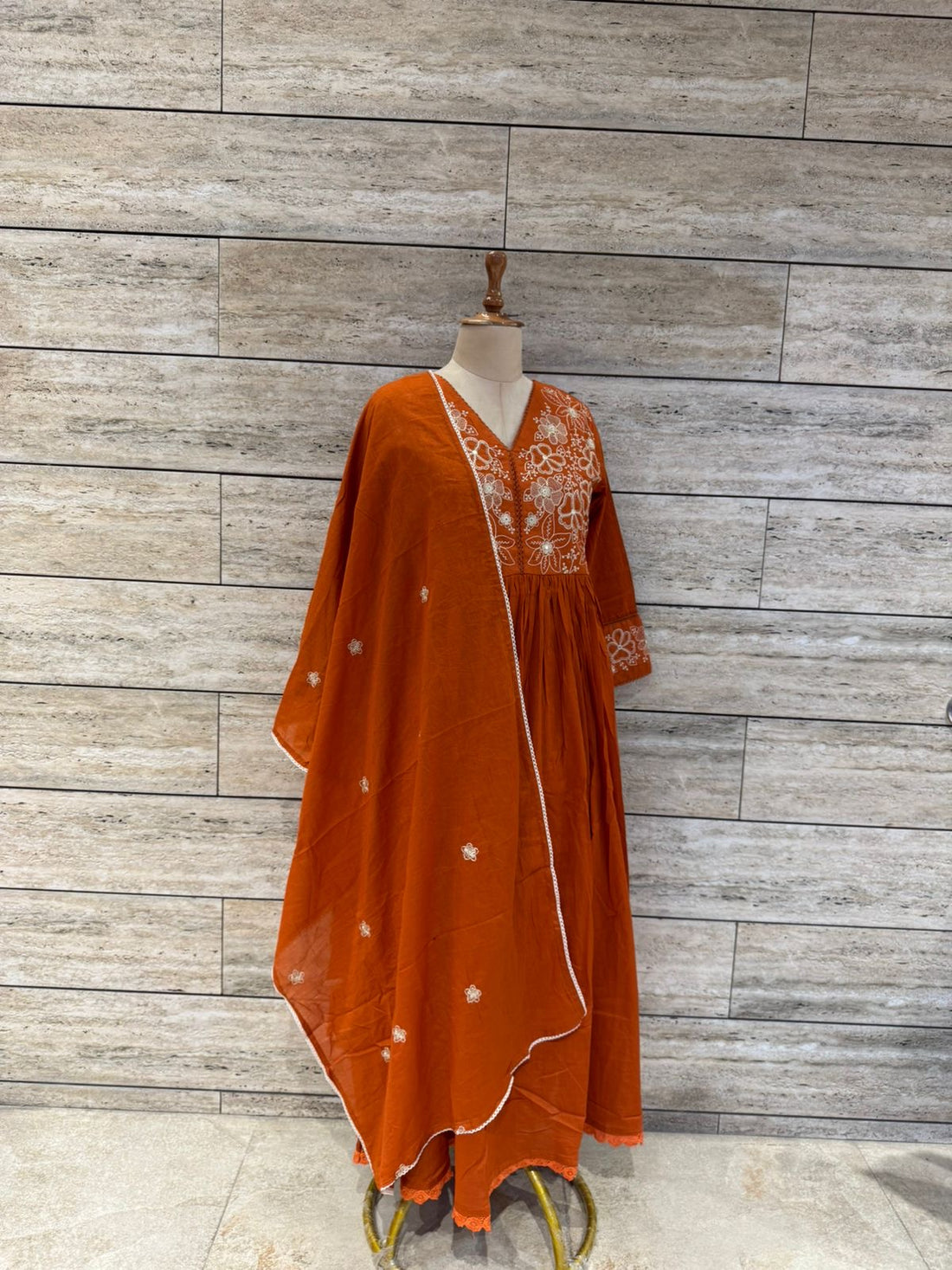 Pure mul cotton with embroidery Dupatta sets