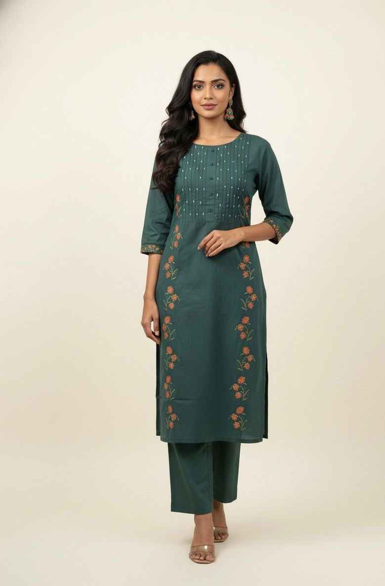 Pure cotton with embroidery Dupatta set CS0151