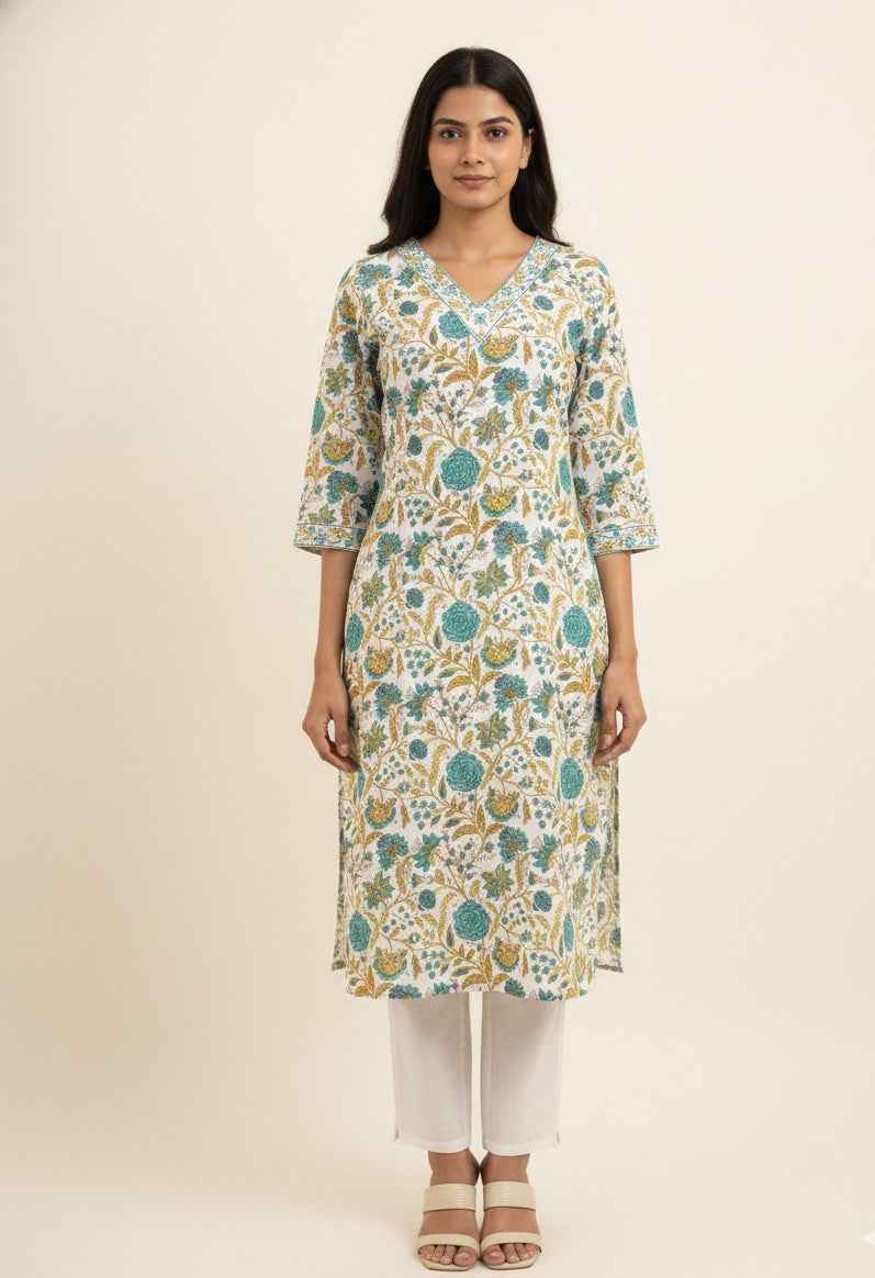 Straight Fit Only Kurta In Pure Cotton