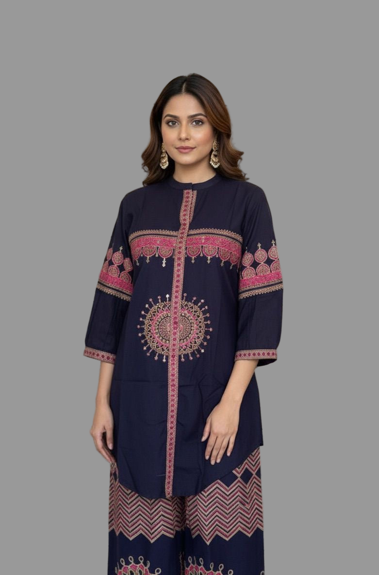 Ajrakh Print Two Piece Co Ord Set in Pure Cotton