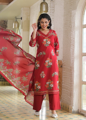 Straight Fit Pure Cotton Dupatta Set CS0111