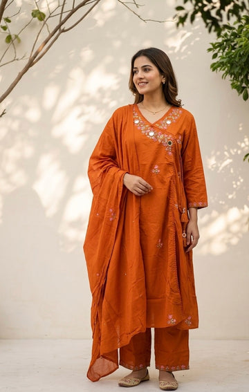Pure Cotton Dupatta Set In Plus Size