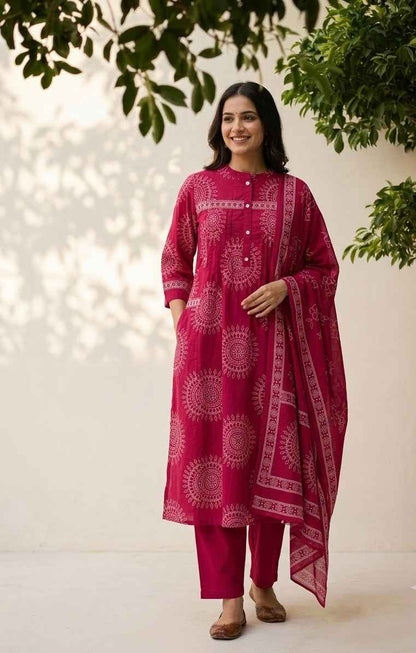 Pure Cotton Dupatta Set  CS0265