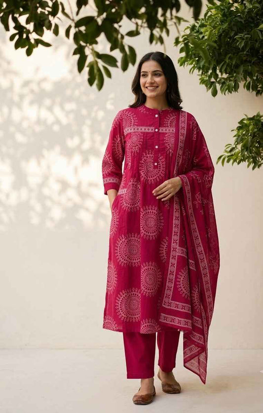 Pure Cotton Dupatta Set  CS0265