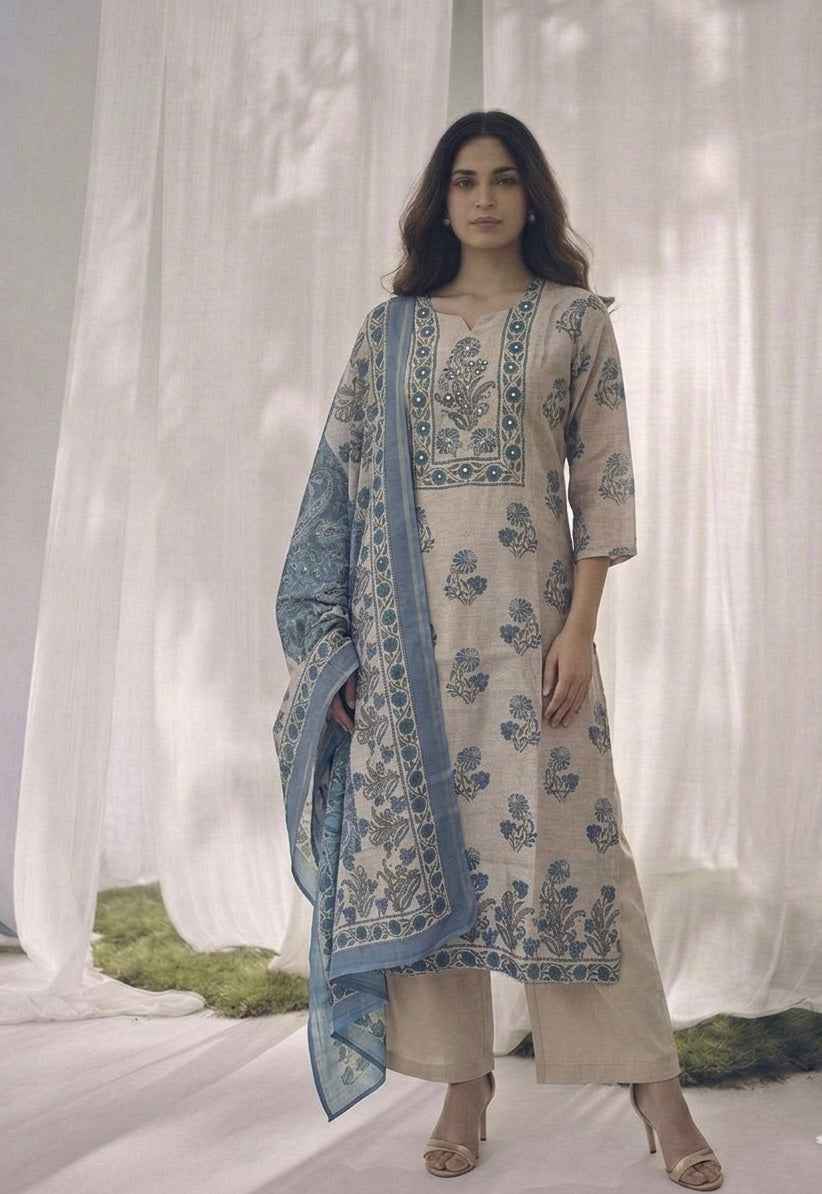 Premium Chanderi Three Piece Dupatta Set