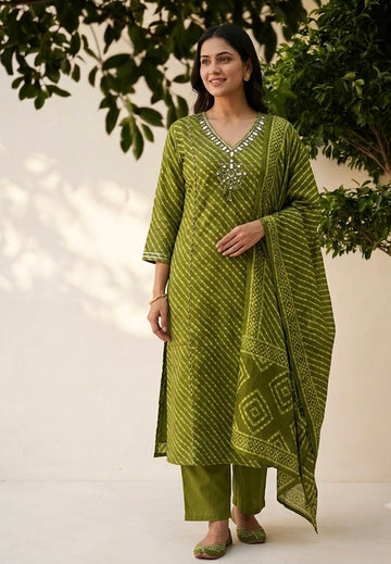 Pure Cotton Dupatta Set In Plus Size