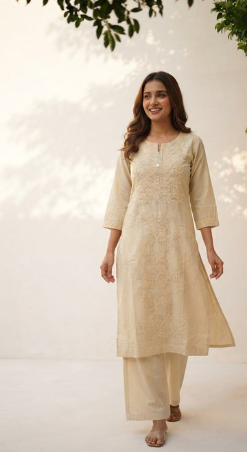 Pure Cotton pant sets with Chikankari work