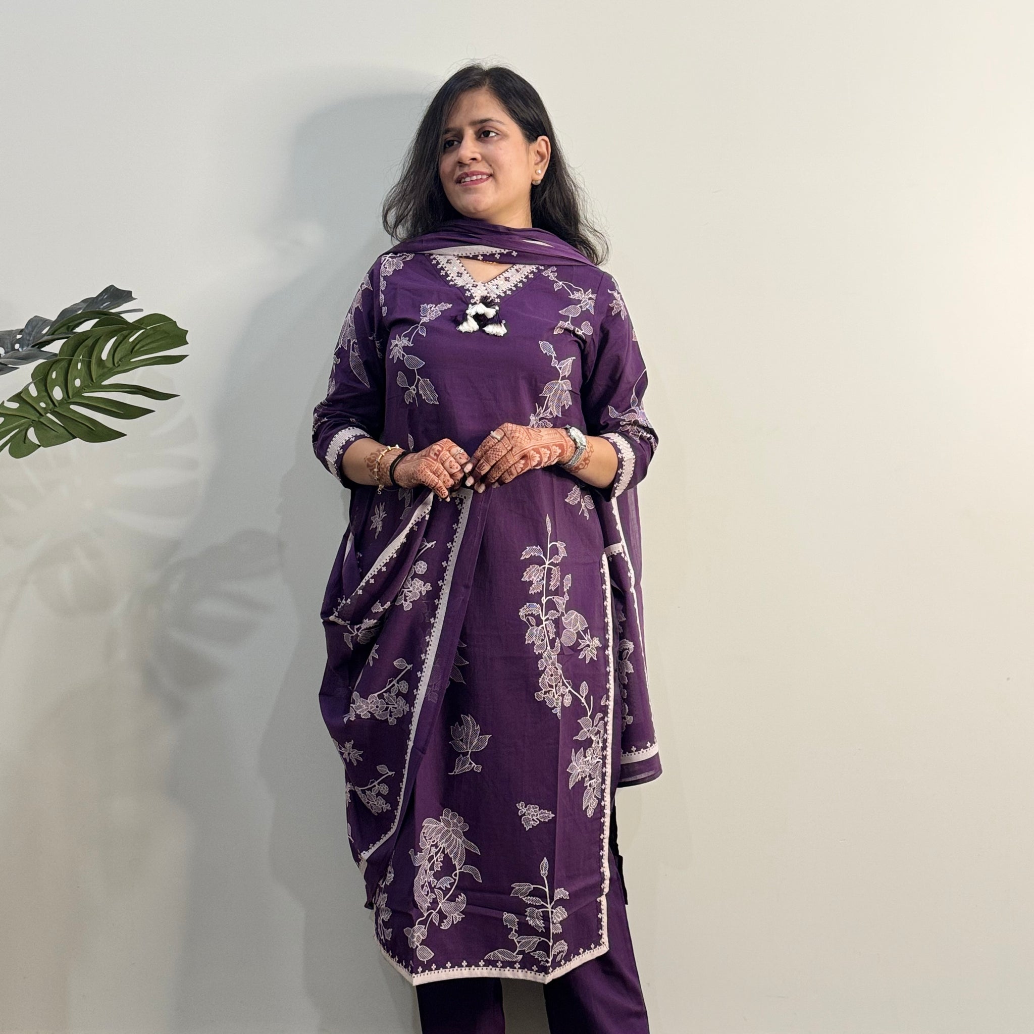 Pure Cotton Dupatta set With Embroidery CS075