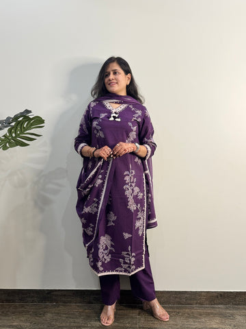 Pure Cotton Dupatta set With Embroidery CS075
