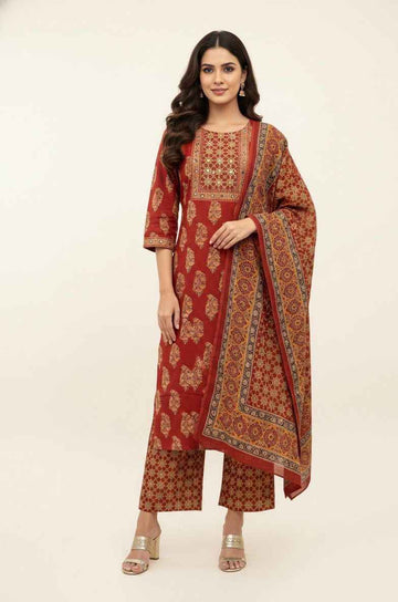 Pure cotton ajrak print Dupatta set
