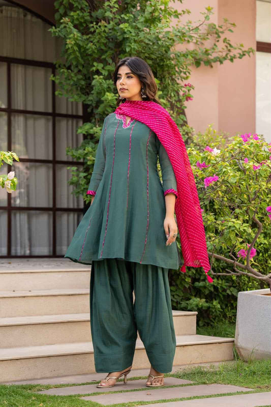 Mul chanderi Dupatta set with inner MLC19