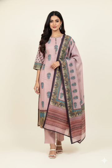 Festival Wear  Pure Chanderi Silk Three Piece  Dupatta Set LC0139