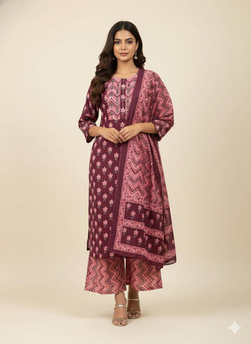 Premium cotton Dupatta set with plazoo