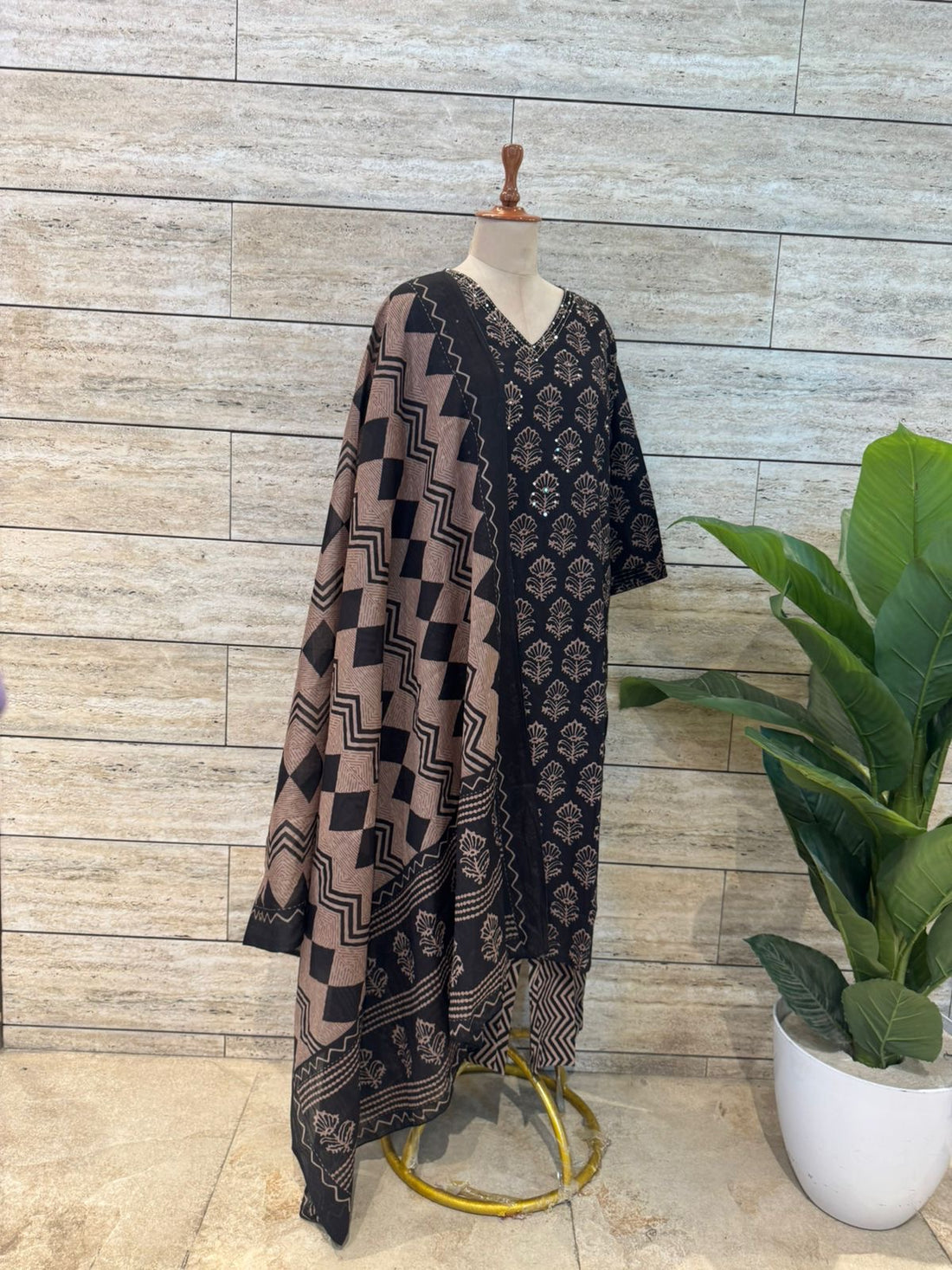 Pure Cotton Block Print Dupatta Set Plus Size CS086