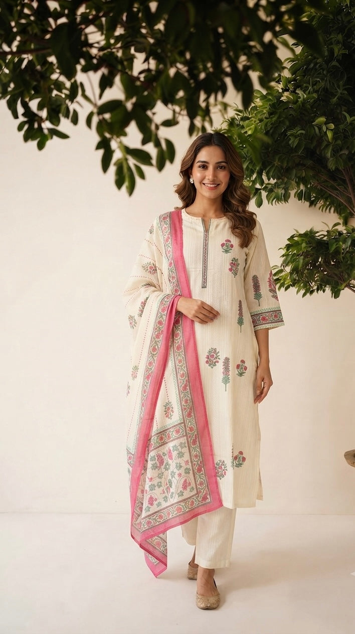 Pure Cotton Dupatta Set