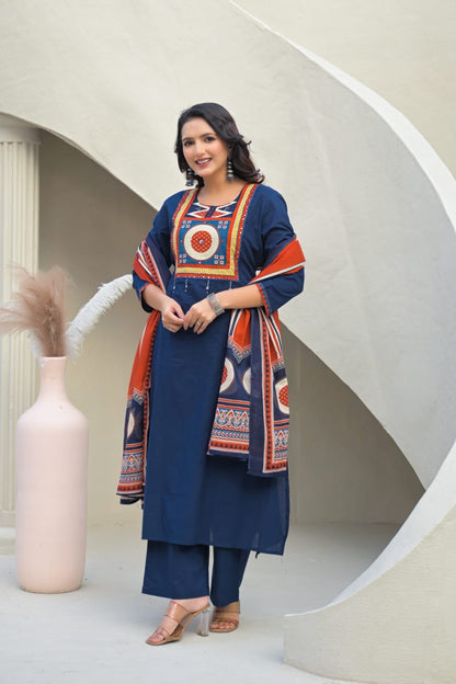 Premium Cotton Solid Base With Printed Dupatta Set CS0170