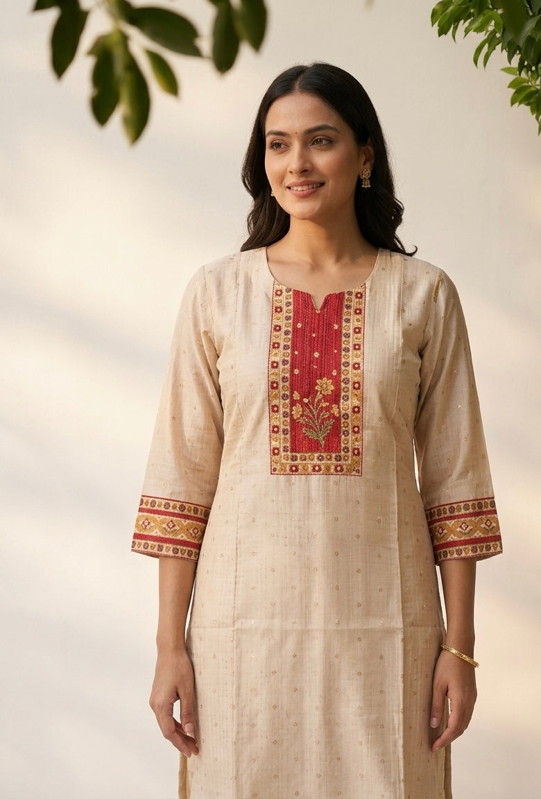 Chanderi Suit With Printed Dupatta Set CHS031