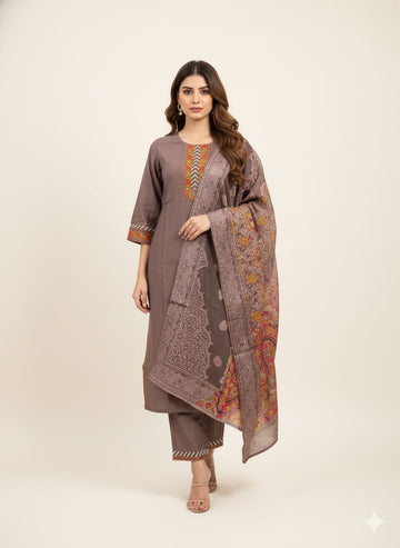 Festival Wear  Pure Muslin Three Piece  Dupatta Set  LC0143