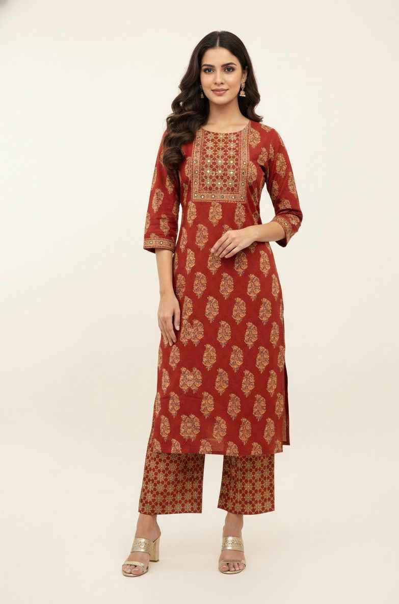 Pure cotton ajrak print Dupatta set