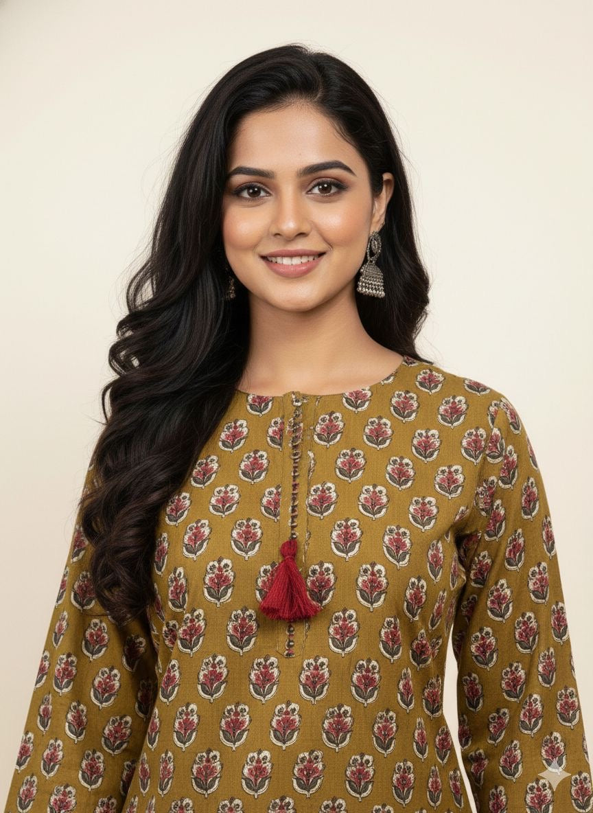 Premium Cotton With Chanderi Dupatta Set In Cotton CS0163