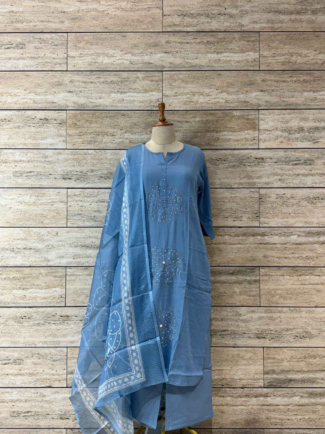 Soft Cotton Silk Kota Doriya Dupatta Set With Handwork KD004 (Copy)