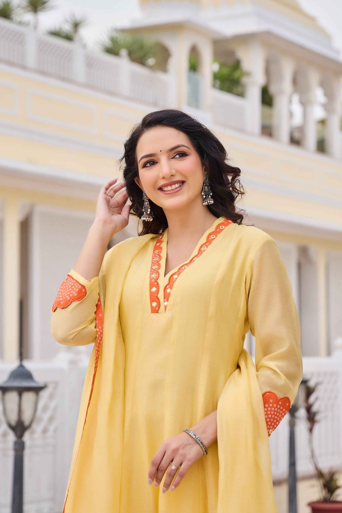 Mul Chanderi With Inner Applique Work Dupatta Set