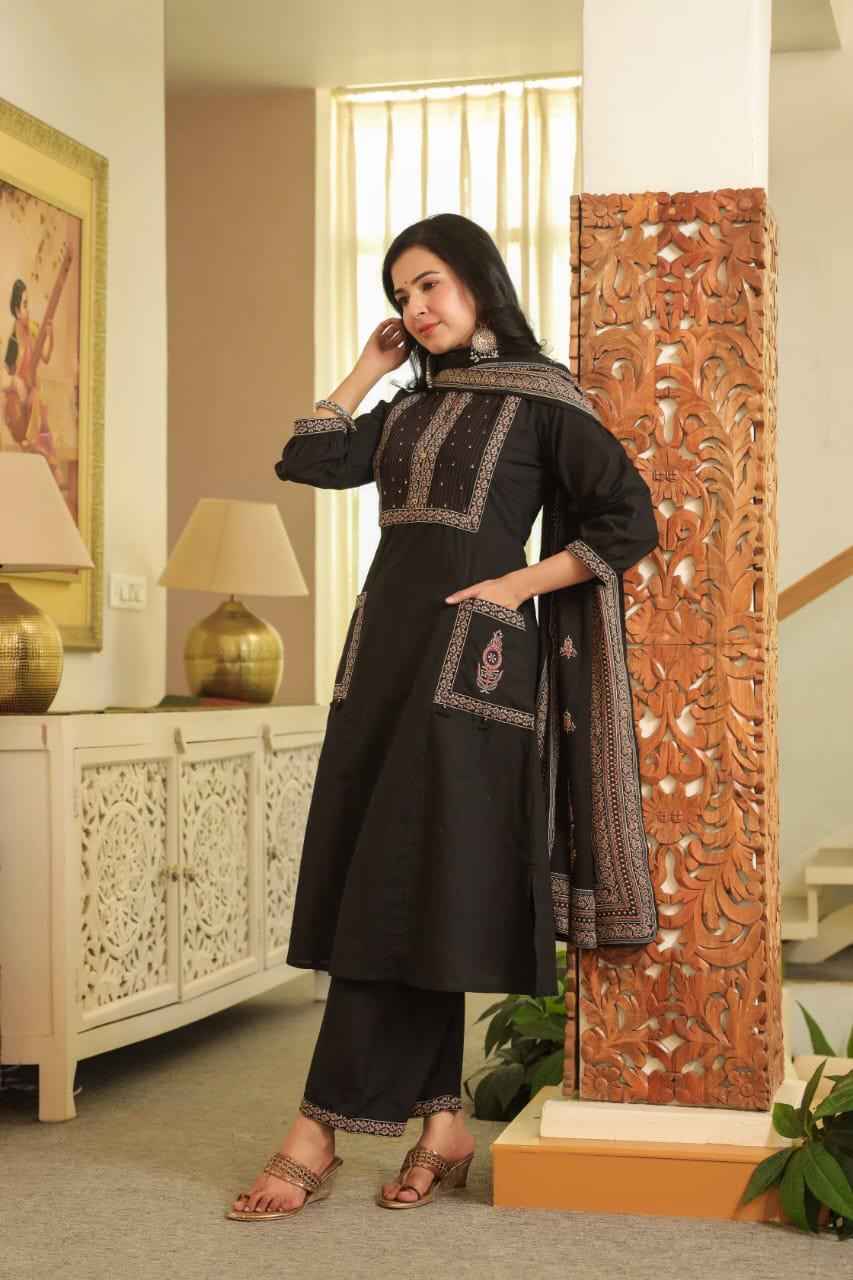 Pure Cotton A Line Dupatta Sets With Front Pockets