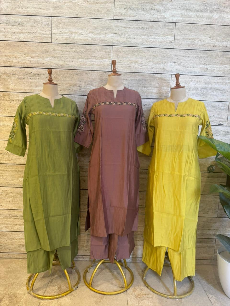 Pure Muslin Pent Set With Embroidery PS026
