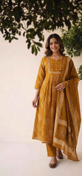 Pure Cotton Dupatta Suit With Bandhej Print