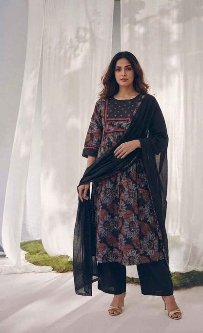Pure Cotton Three Piece Dupatta Set