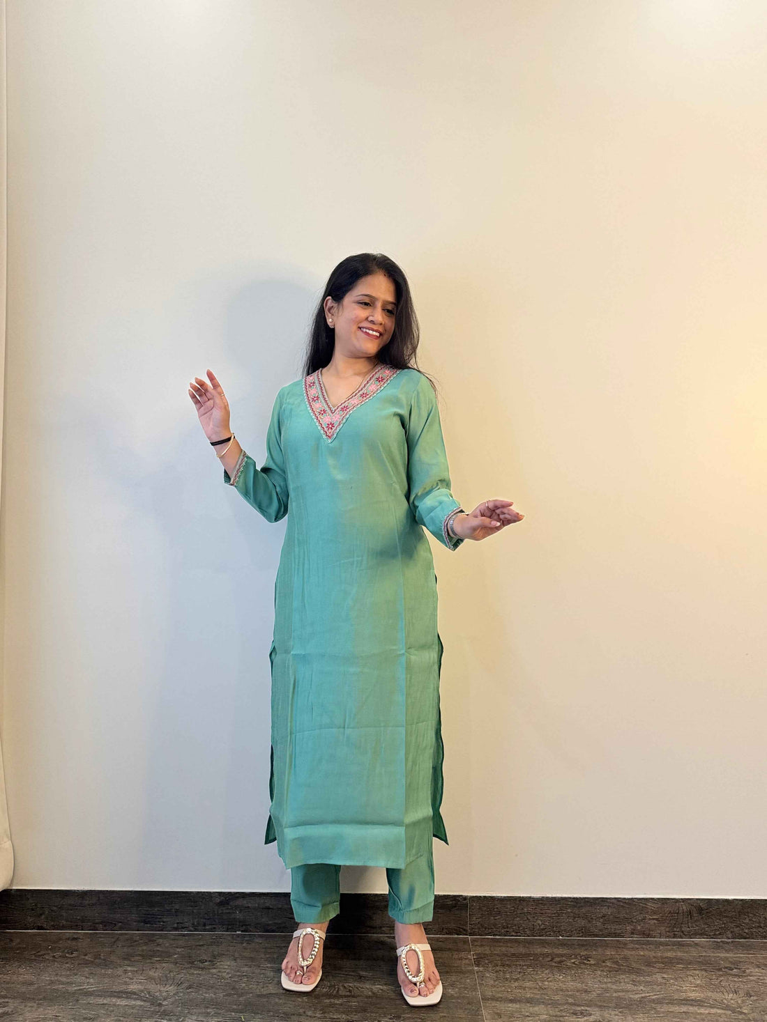 Two piece pant set in pure Muslin MPS002
