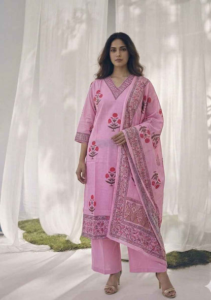 Pure Cotton Three Piece Dupatta Set