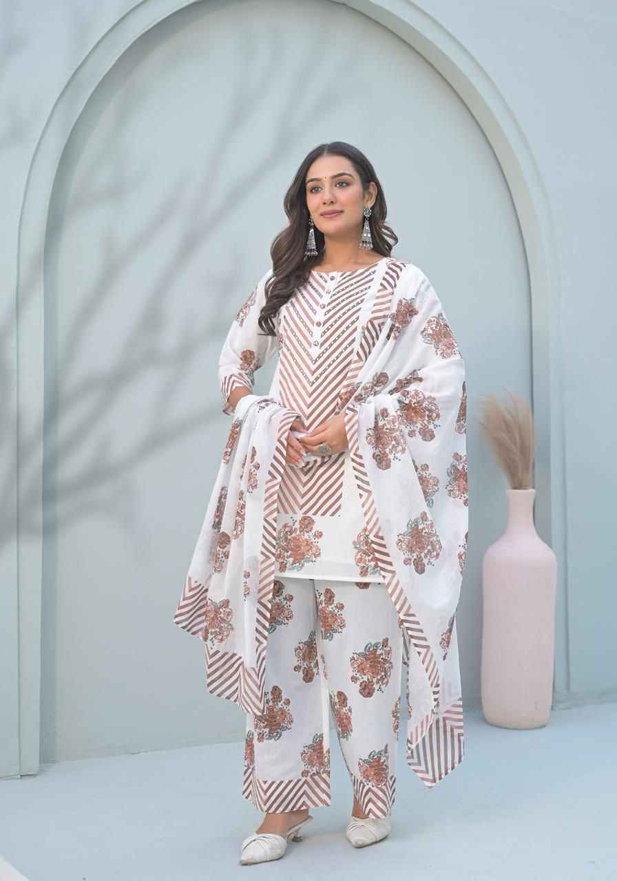 Pure cotton floral print with inner Dupatta set CS0181