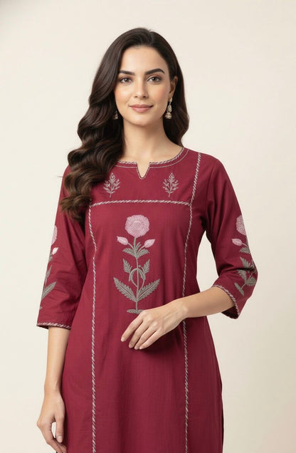 Premium Cotton A-Line Block Print With Kota Doriya Dupatta Set CS0171