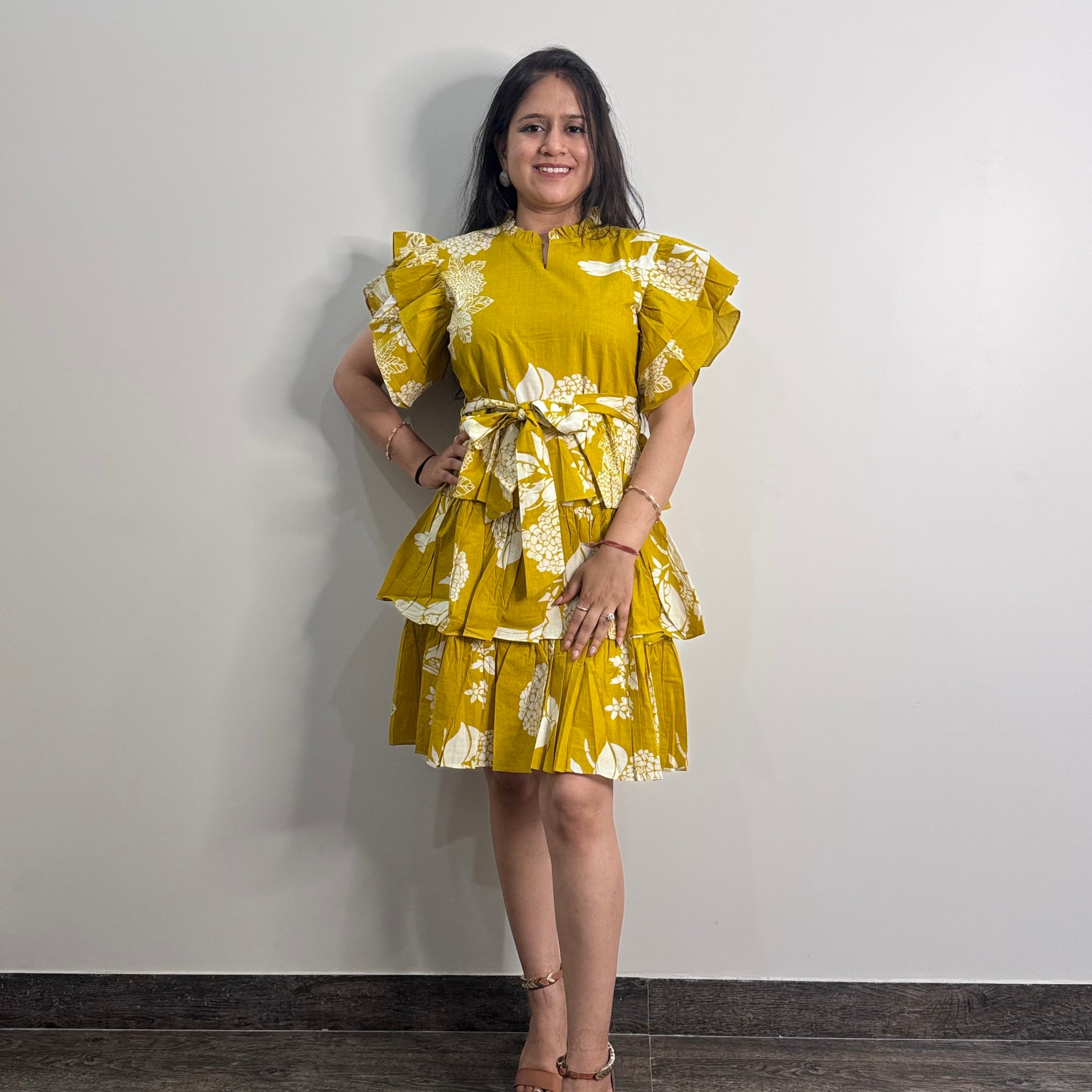 One Piece Summer Dress in Mustard Yellow - SD002