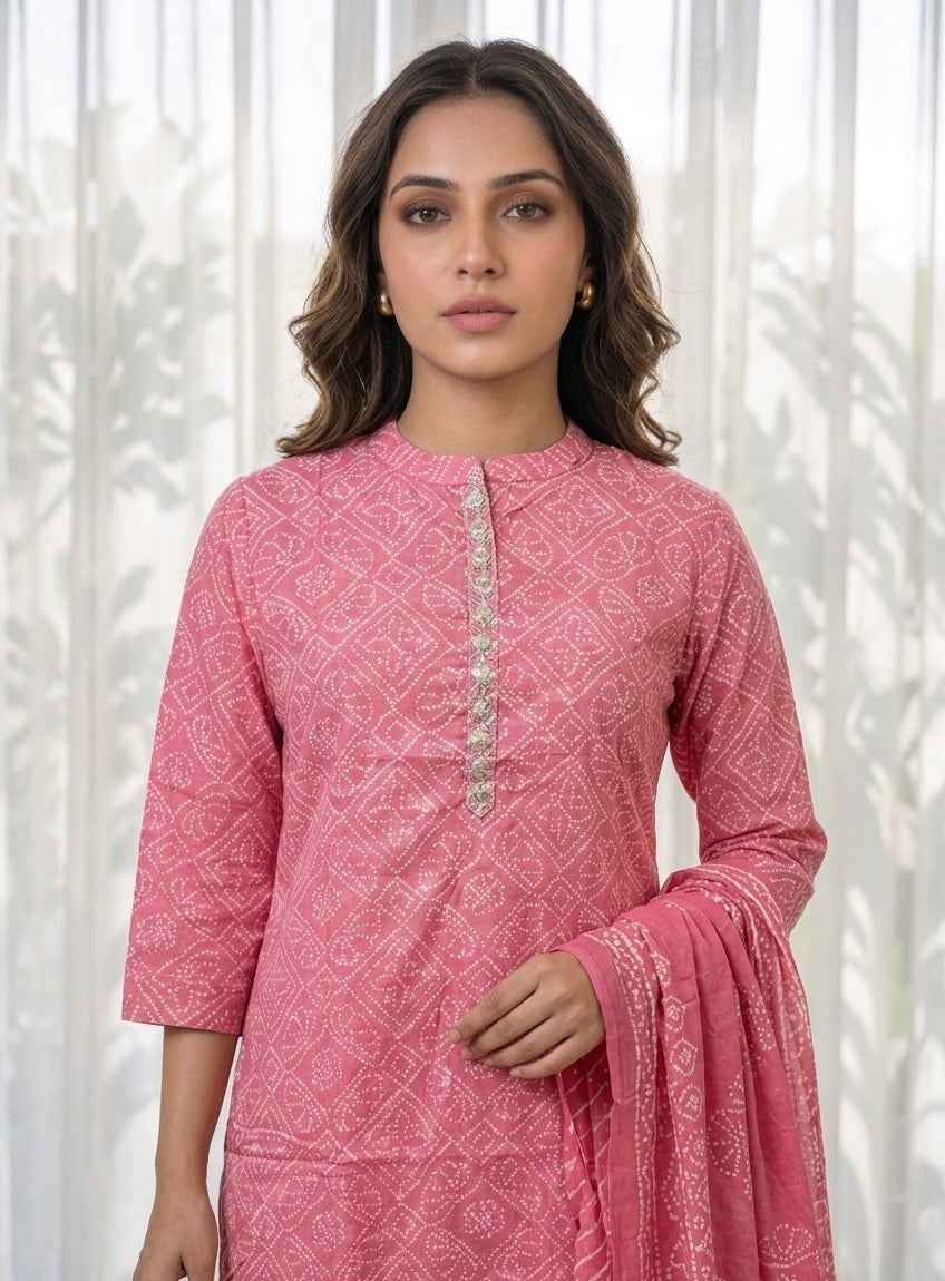 Pure Cotton Three Piece Dupatta Set