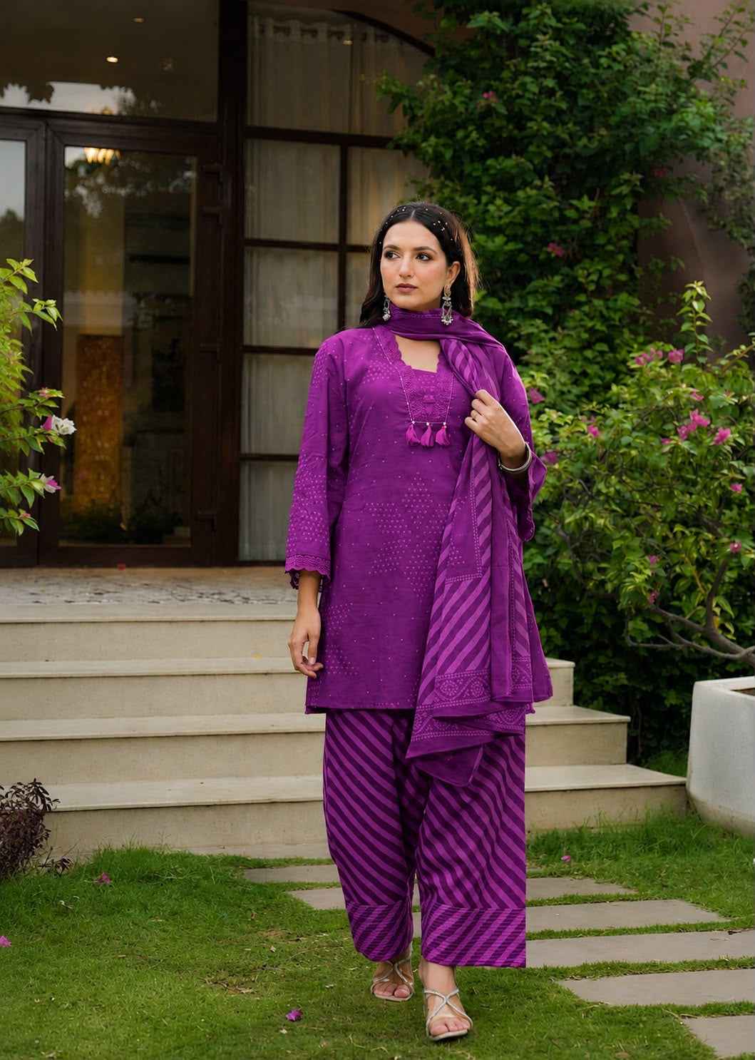 Pure Cotton Lehariya Farsi Dupatta Set CS0261