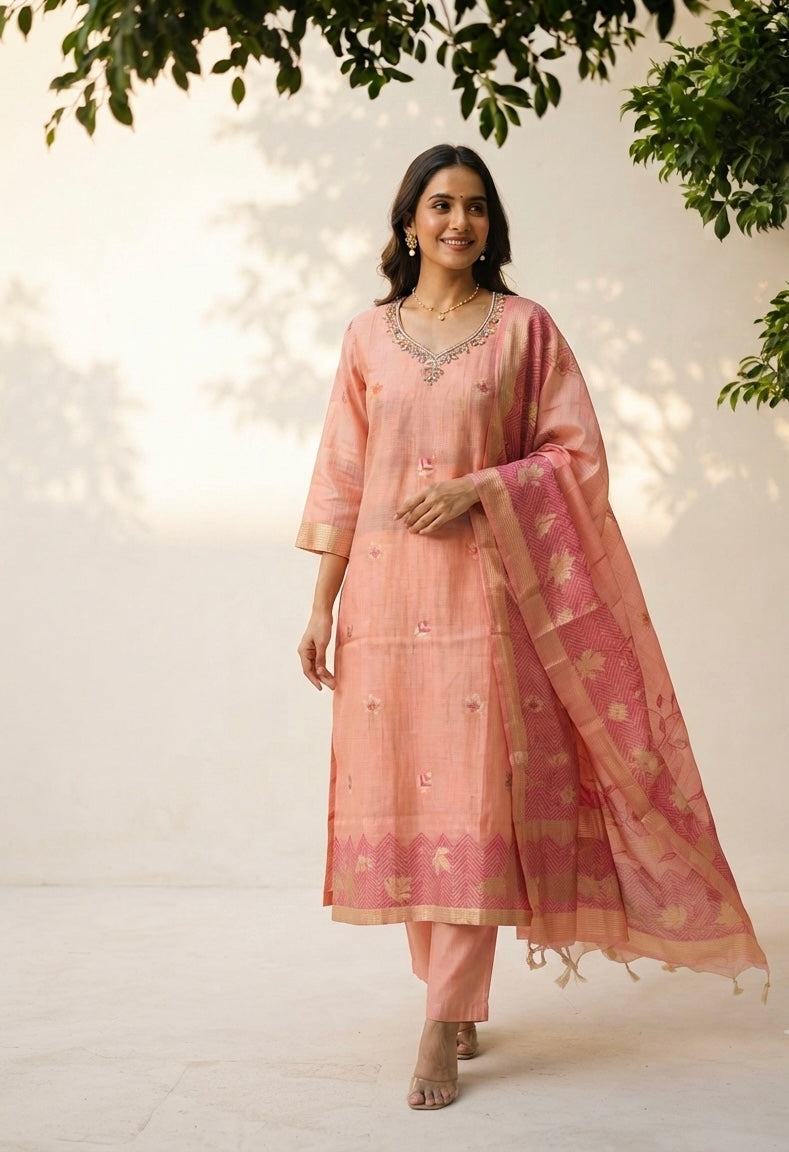 Pure Chanderi Dupatta Set