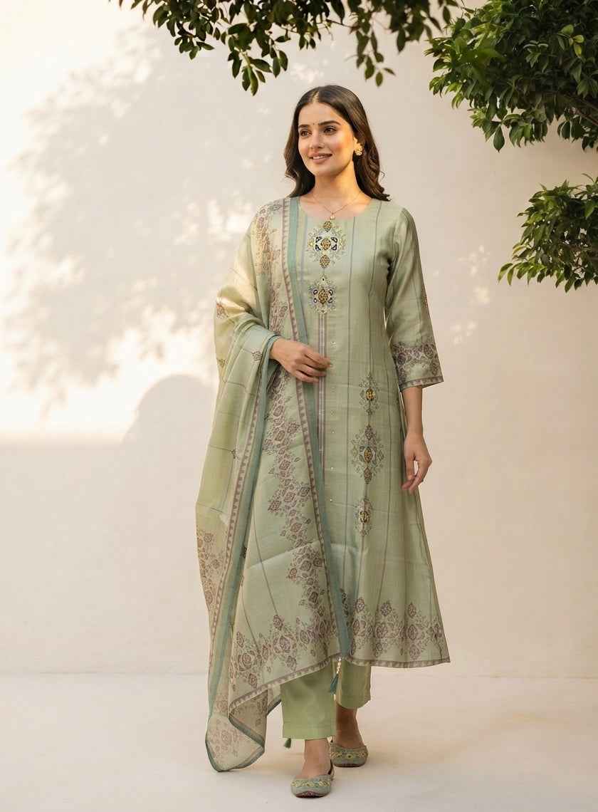 Pure Chanderi Dupatta Set CHS024