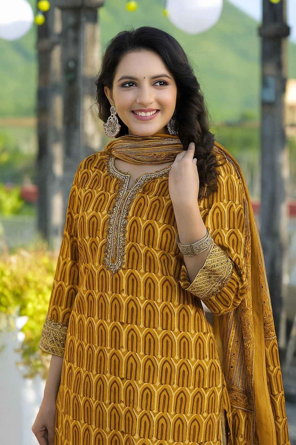 Premium Block Print Cotton Dupatta Set CS0284