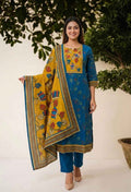 Pure Cotton Digital Print Three Piece Dupatta Set